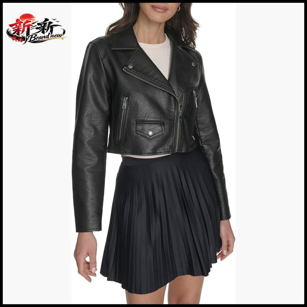 Cropped Faux Leather Moto Jacket